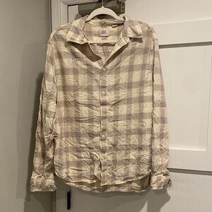 BDG Men's Casual Beige Checkered Shirt